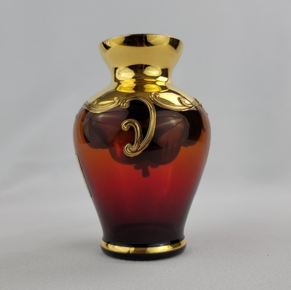 Tre Fouchi 24k Gold Trim Art Glass Bud Vase - Picture 5 of 12